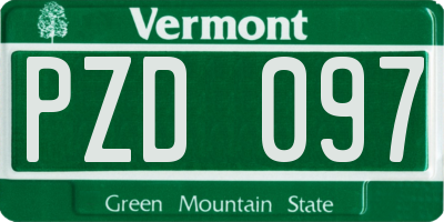 VT license plate PZD097