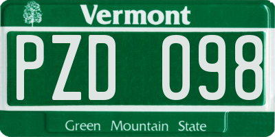 VT license plate PZD098