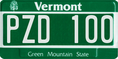 VT license plate PZD100