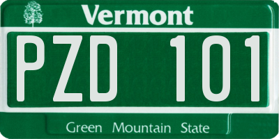 VT license plate PZD101