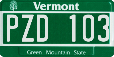 VT license plate PZD103
