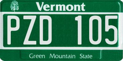 VT license plate PZD105