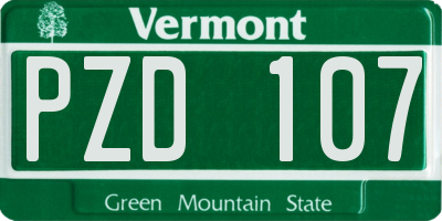 VT license plate PZD107
