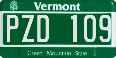 VT license plate PZD109