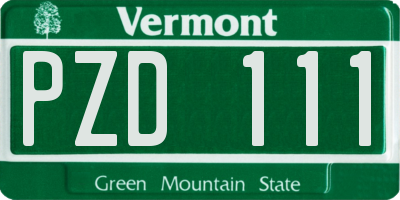 VT license plate PZD111