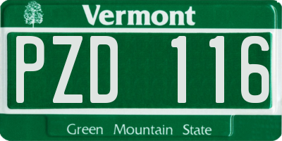 VT license plate PZD116