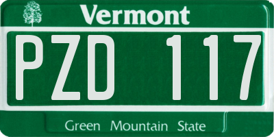 VT license plate PZD117