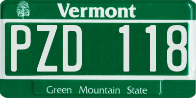 VT license plate PZD118