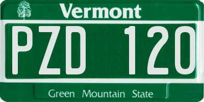 VT license plate PZD120