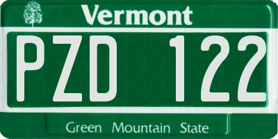 VT license plate PZD122