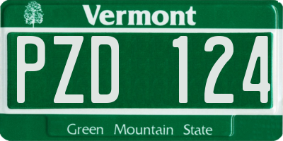 VT license plate PZD124
