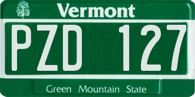 VT license plate PZD127