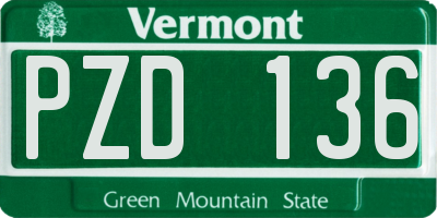 VT license plate PZD136