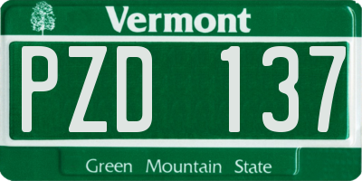 VT license plate PZD137
