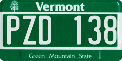 VT license plate PZD138