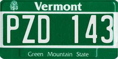 VT license plate PZD143