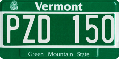 VT license plate PZD150