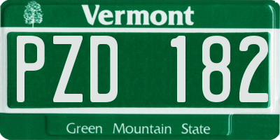 VT license plate PZD182