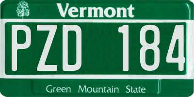 VT license plate PZD184