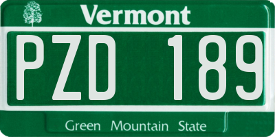 VT license plate PZD189