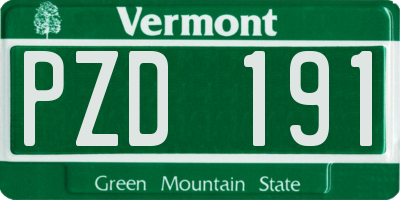 VT license plate PZD191