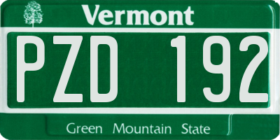 VT license plate PZD192