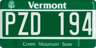 VT license plate PZD194