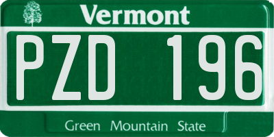 VT license plate PZD196
