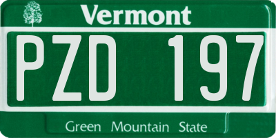 VT license plate PZD197