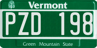 VT license plate PZD198