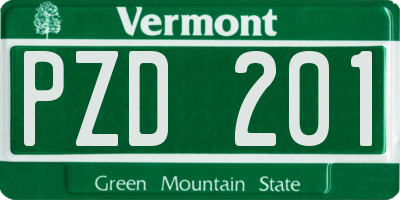 VT license plate PZD201