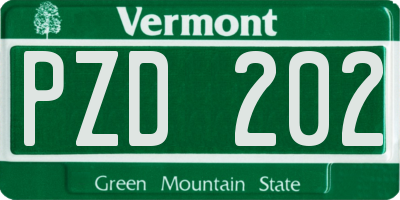 VT license plate PZD202