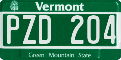 VT license plate PZD204