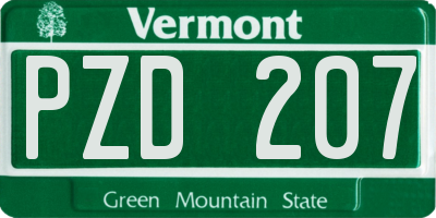 VT license plate PZD207