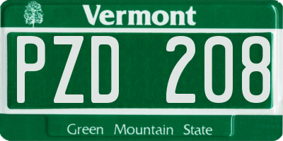 VT license plate PZD208