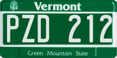 VT license plate PZD212
