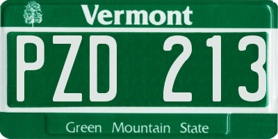 VT license plate PZD213