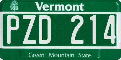 VT license plate PZD214