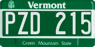 VT license plate PZD215