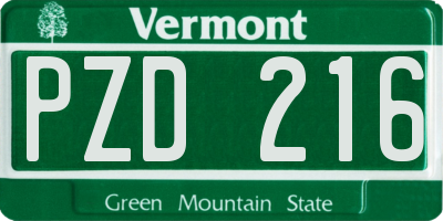 VT license plate PZD216