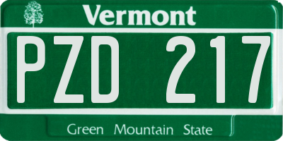 VT license plate PZD217