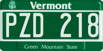 VT license plate PZD218