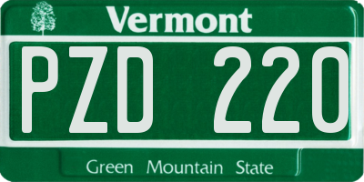 VT license plate PZD220