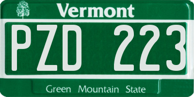 VT license plate PZD223