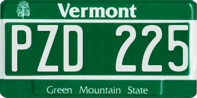 VT license plate PZD225