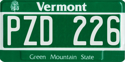 VT license plate PZD226