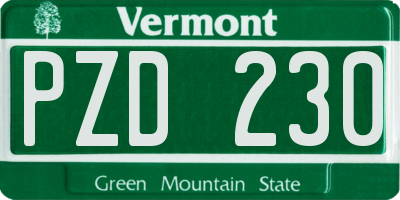 VT license plate PZD230