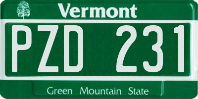 VT license plate PZD231