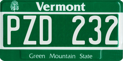 VT license plate PZD232