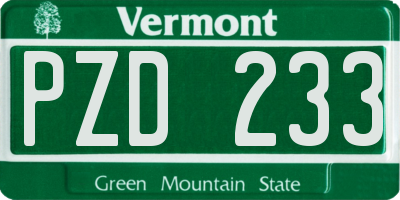 VT license plate PZD233
